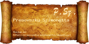 Presovszky Szimonetta névjegykártya